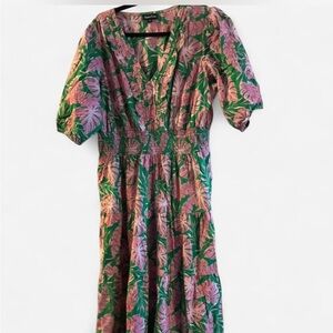 Meadow Rhodes bohemian green and pink floral maxi dress XL